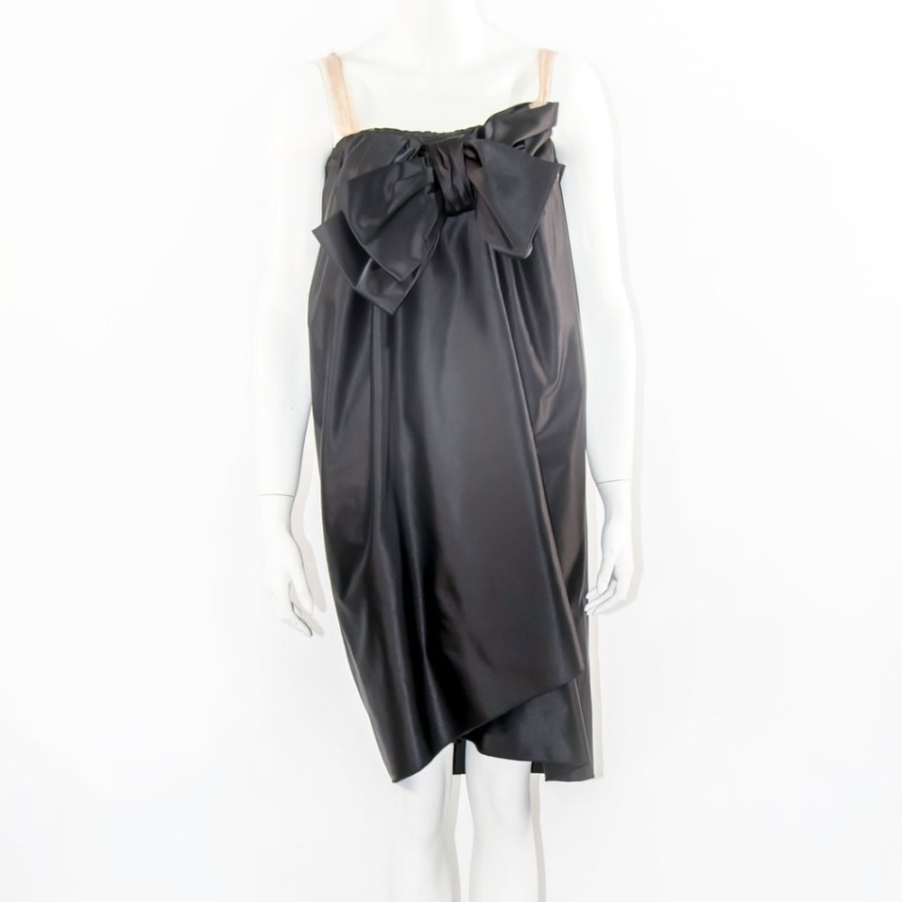 LANVIN Satin Dress w Huge Bow Embellished Medium 2500$